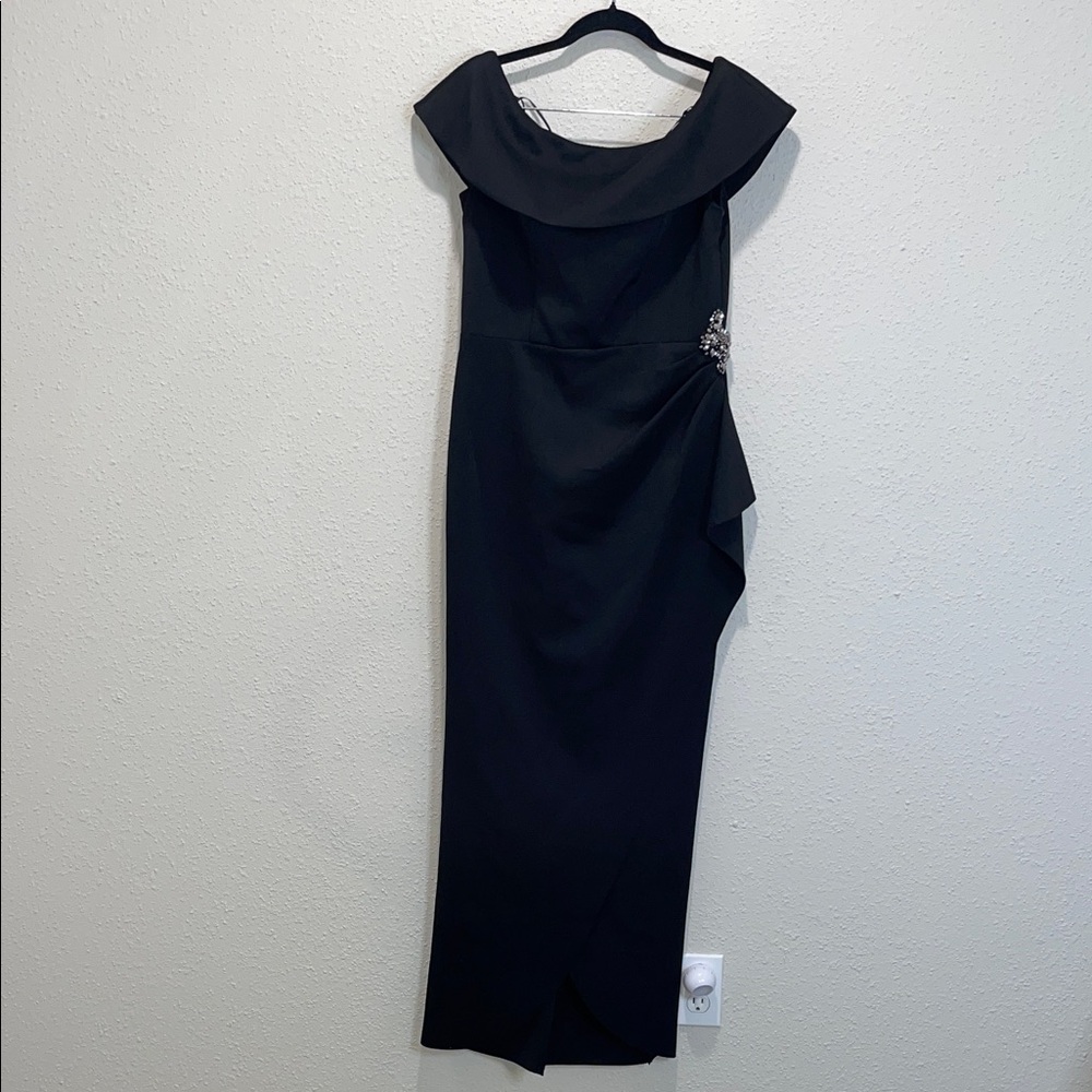 Alex Evenings One Shoulder Black Dress with Embellishment